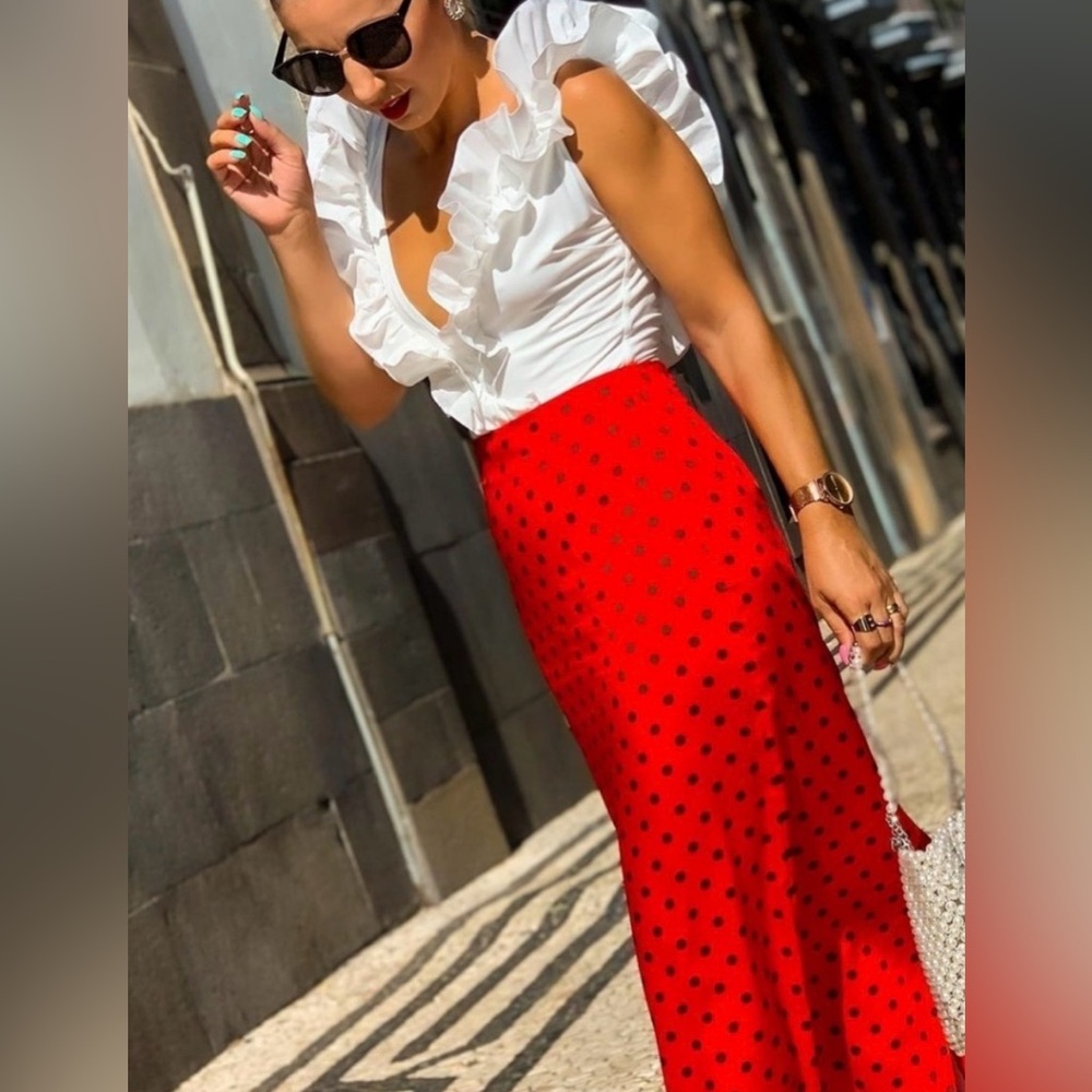 Zara Polka Dot Shirt and Pencil Skirt Set - Picture 7 of 15